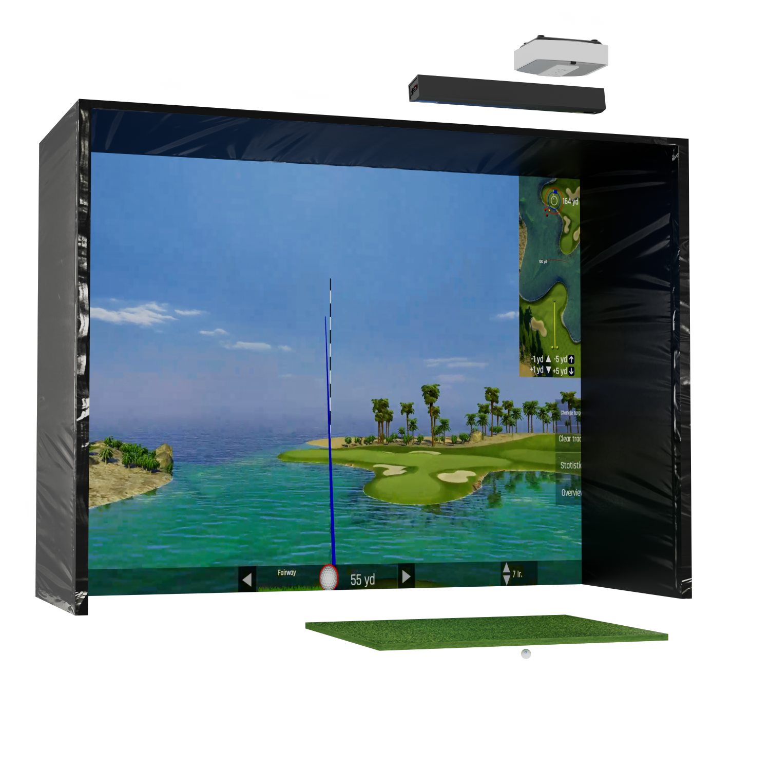 Official RSG software output on the impact screen with shot trace, carry and on-screen analysis controls